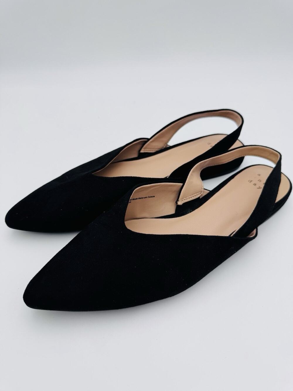 A New Day Black Pointed Toe Slingback Flats Women’s Size 7.5